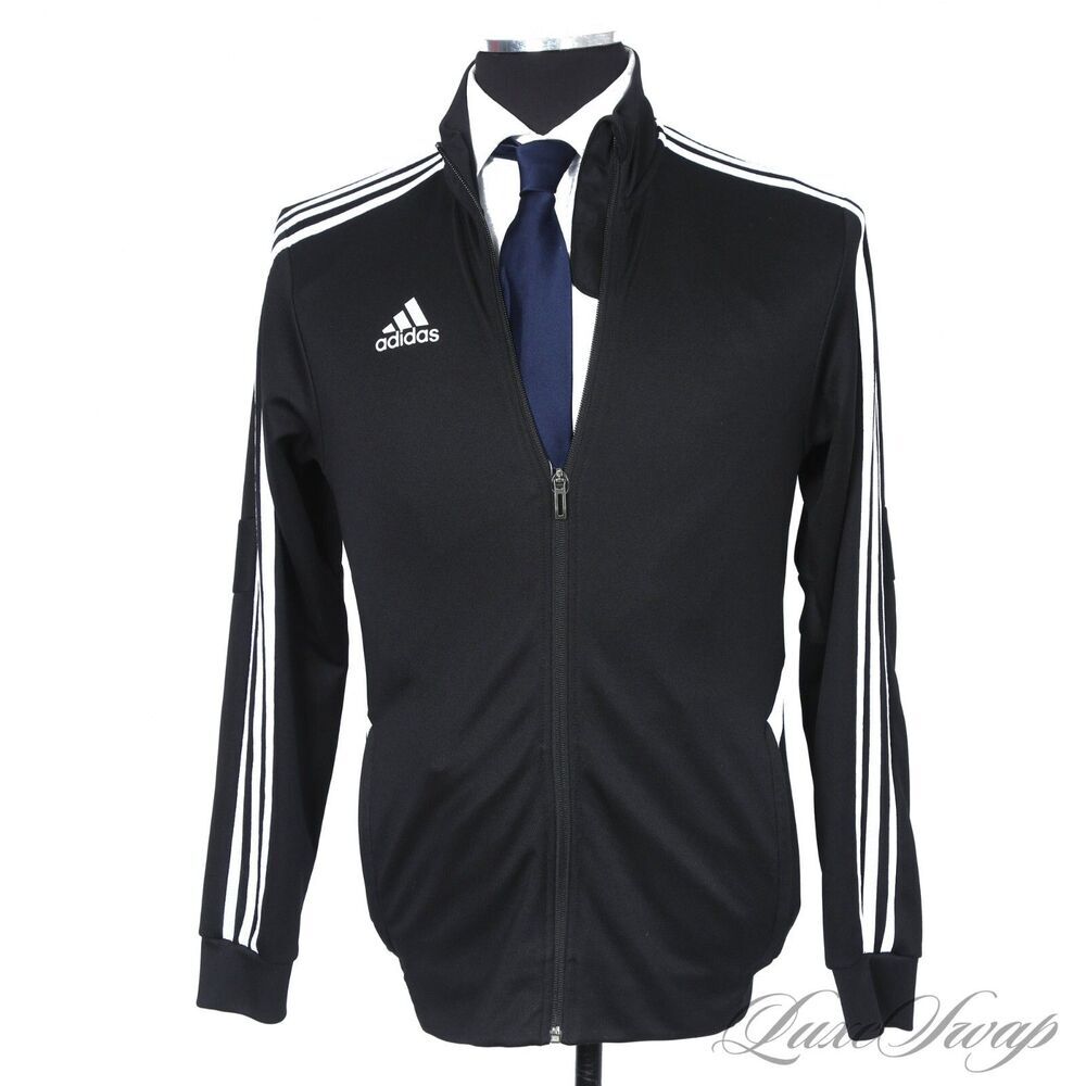 Adidas Climalite Zip Unisex Jacket Small White Signature Three Stripe Side 2019